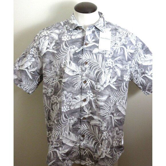 Tommy Bahama Men's SS Aqua Lush Tropical Floral Button Up Shirt Meteor Grey NWT - Picture 1 of 6